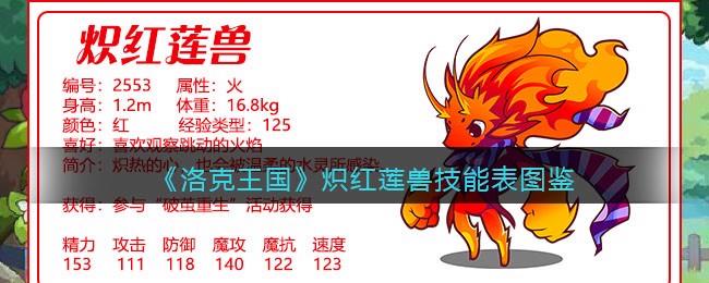 洛克王国炽红莲兽怎么得(洛克王国破茧重生炽红莲兽)-第1张图片-文史 洛克王国炽红莲兽怎么得(洛克王国破茧重生炽红莲兽)-第1张图片-文史